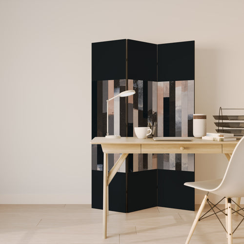 COLLAGE OF RECTANGLES Biombo Decorativo de 3 Paneles