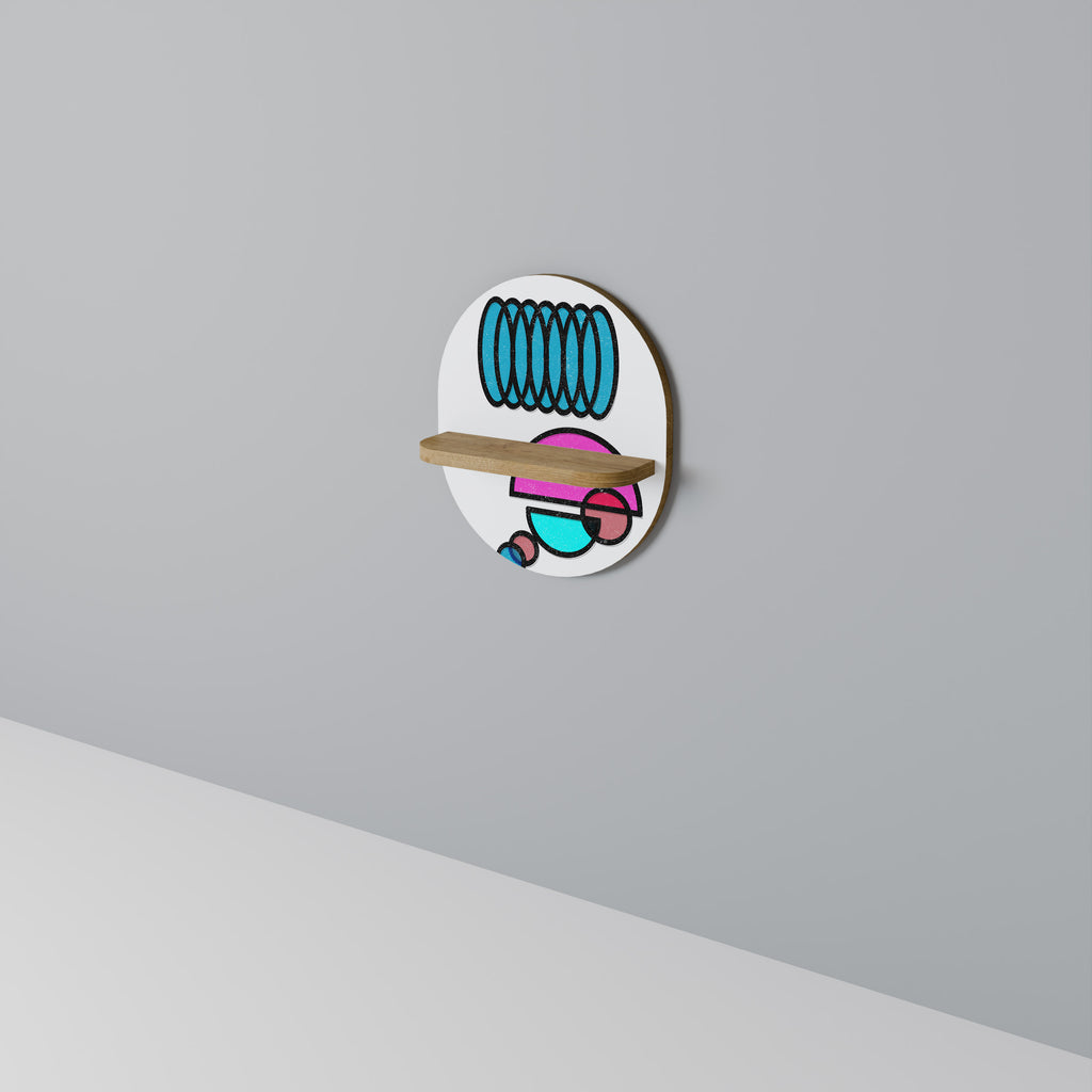 Estantería de arte ovalada GEOMETRIC RHAPSODY con efecto roble