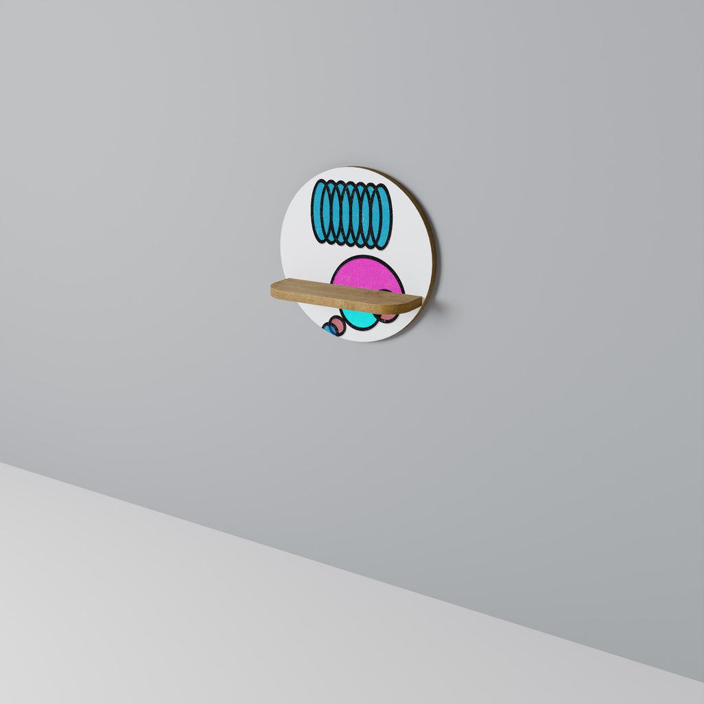 Estantería de arte redonda GEOMETRIC RHAPSODY con efecto roble