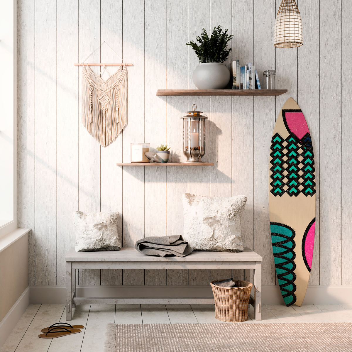 GEOMETRIC RHAPSODY Panel decorativo de tabla de surf