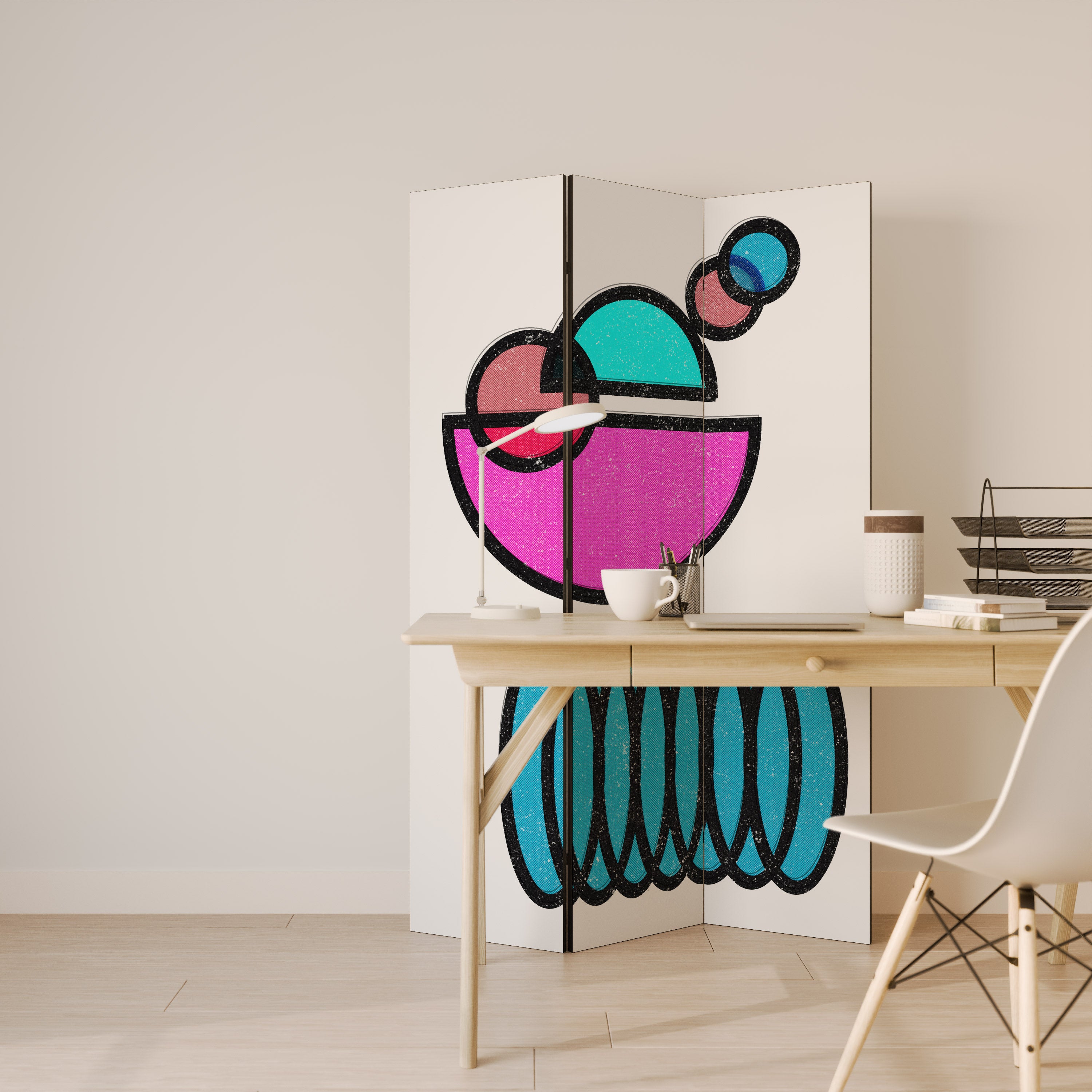 Biombo decorativo de 3 paneles GEOMETRIC RHAPSODY