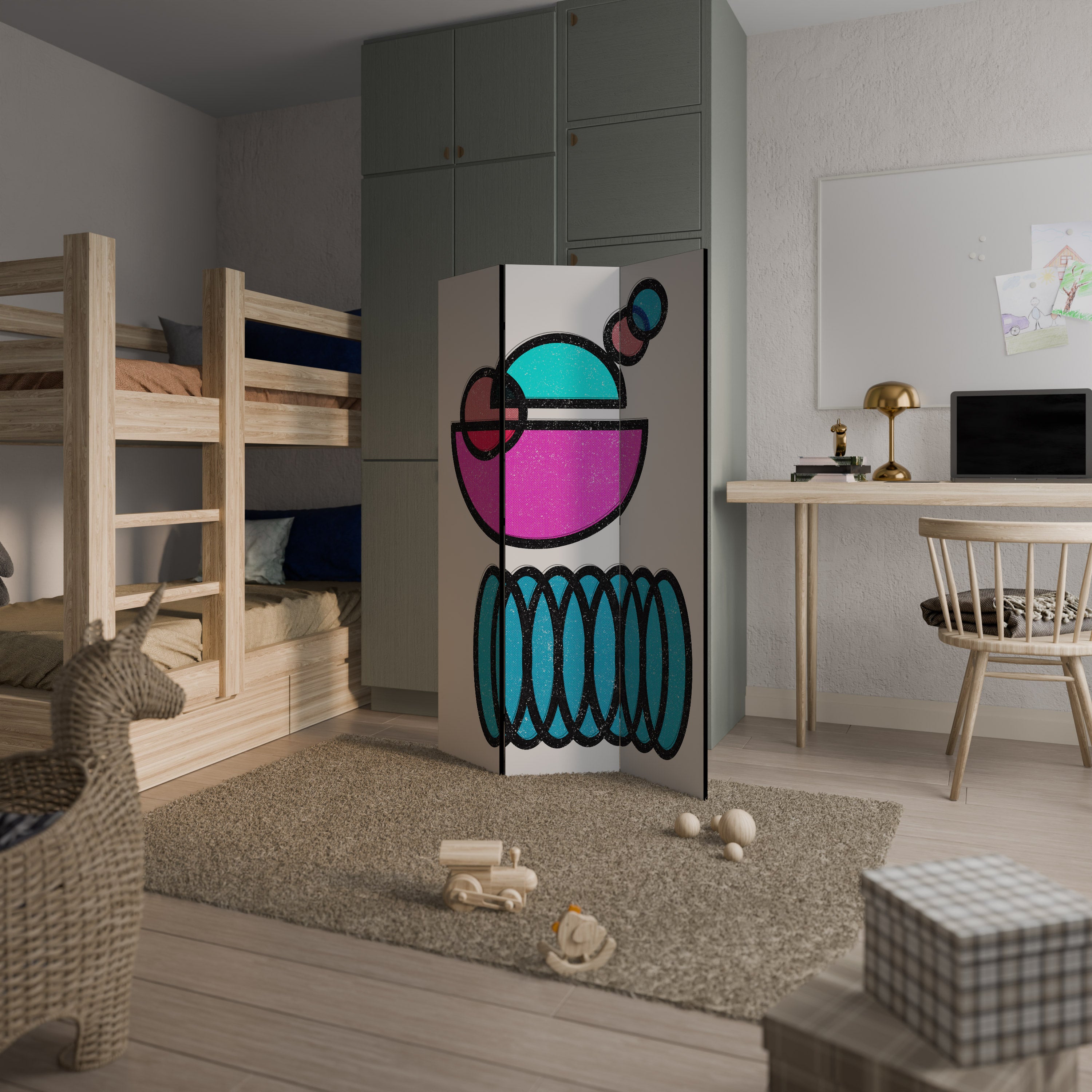 Biombo decorativo de 3 paneles GEOMETRIC RHAPSODY