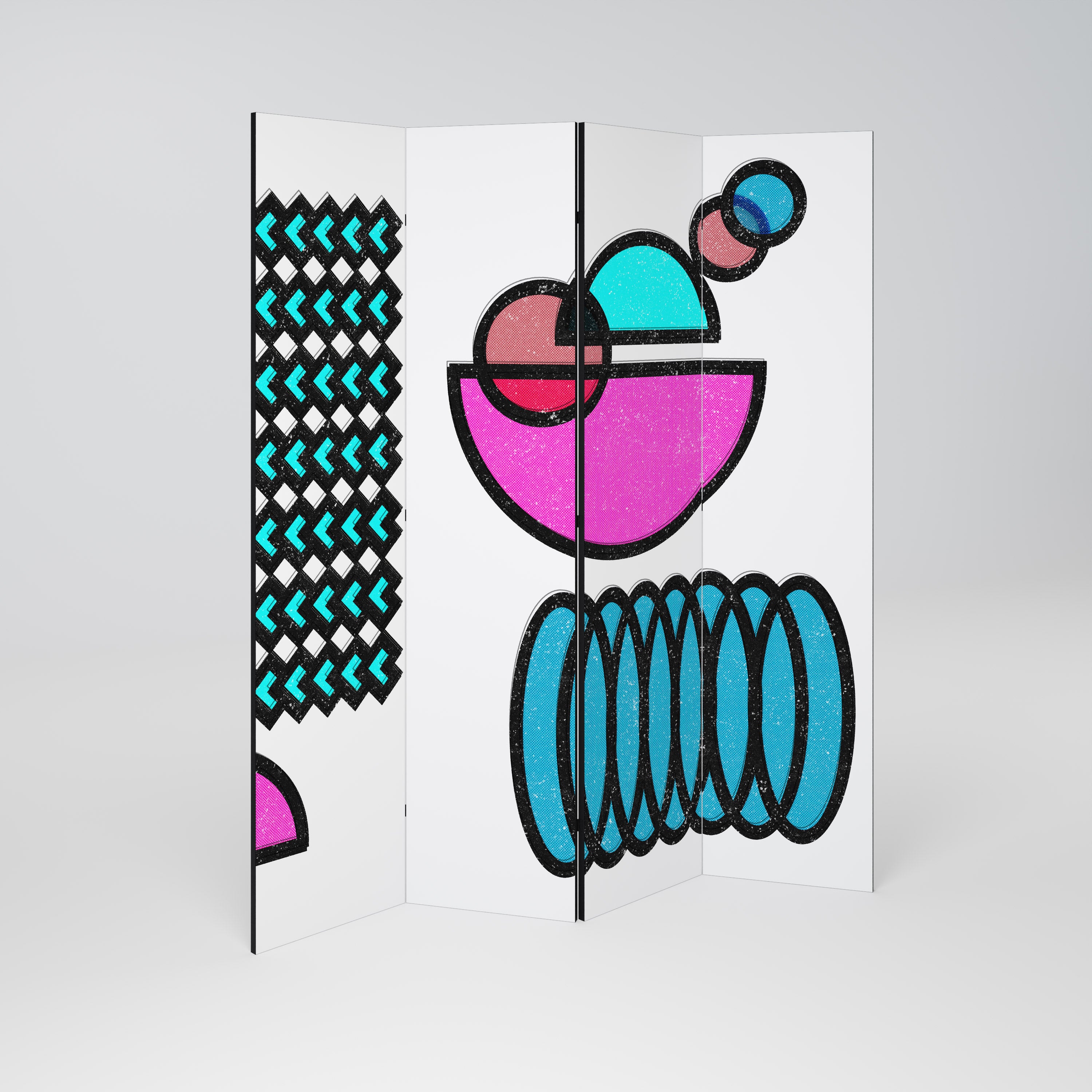 GEOMETRIC RHAPSODY Biombo de 4 paneles