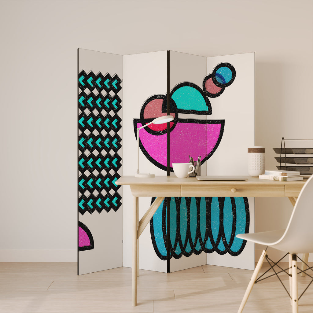 GEOMETRIC RHAPSODY Decorative 4-Panel Room Divider