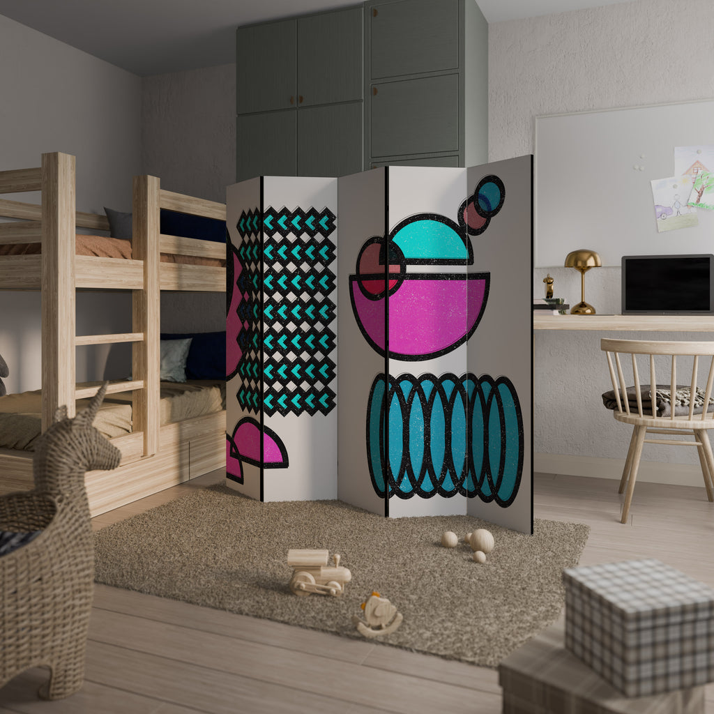 GEOMETRIC RHAPSODY Decorative 5-Panel Room Divider