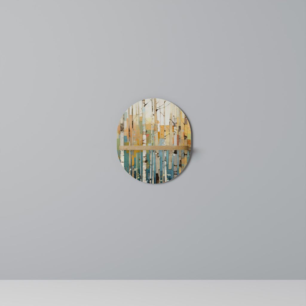 Estantería de arte ovalada BIRCH KALEIDOSCOPE con efecto roble
