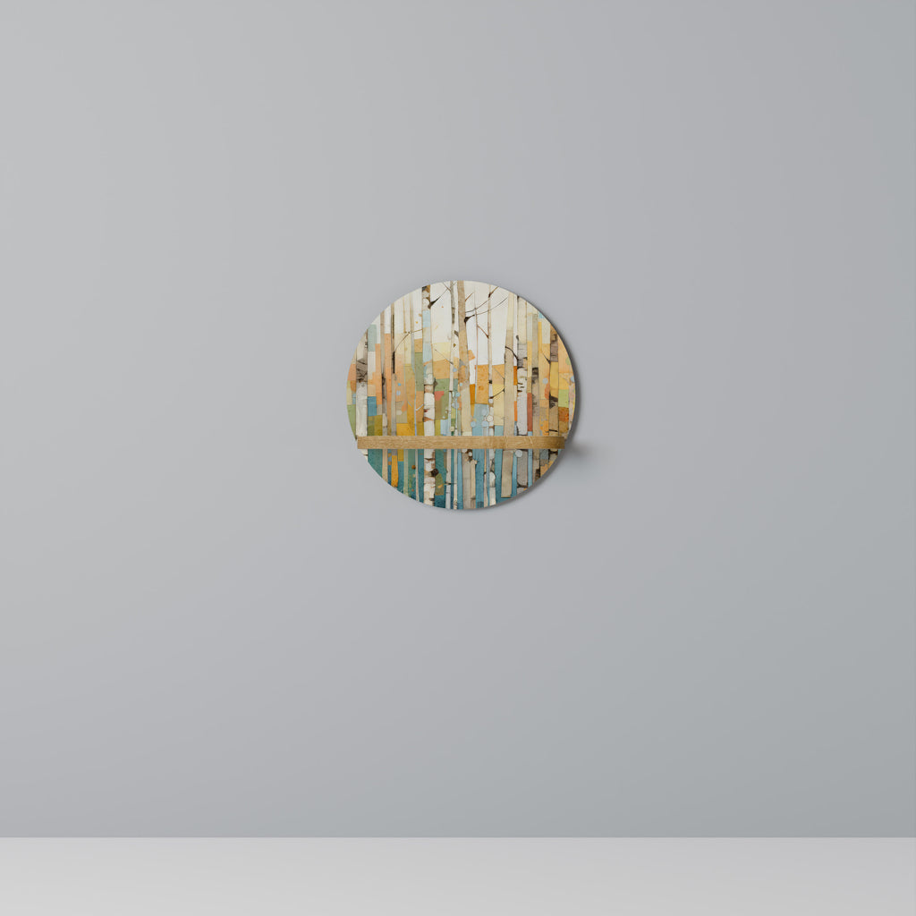 Estantería de arte redonda BIRCH KALEIDOSCOPE con efecto roble