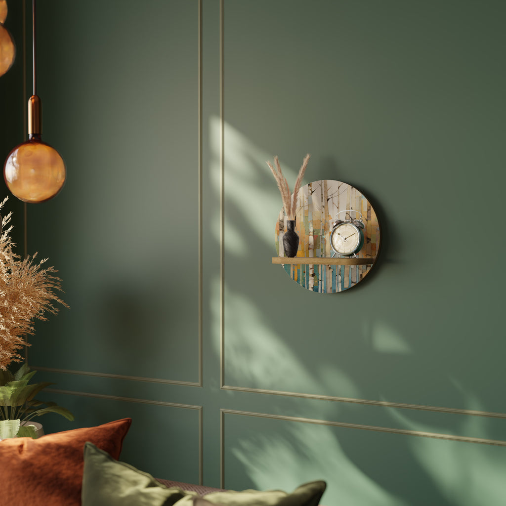 Estantería de arte redonda BIRCH KALEIDOSCOPE con efecto roble