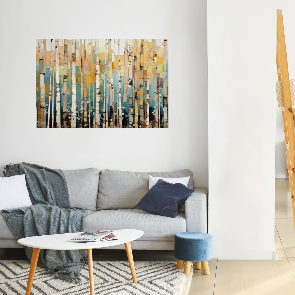 Póster horizontal autoadhesivo CALEIDOSCOPIO DE ABEDUL