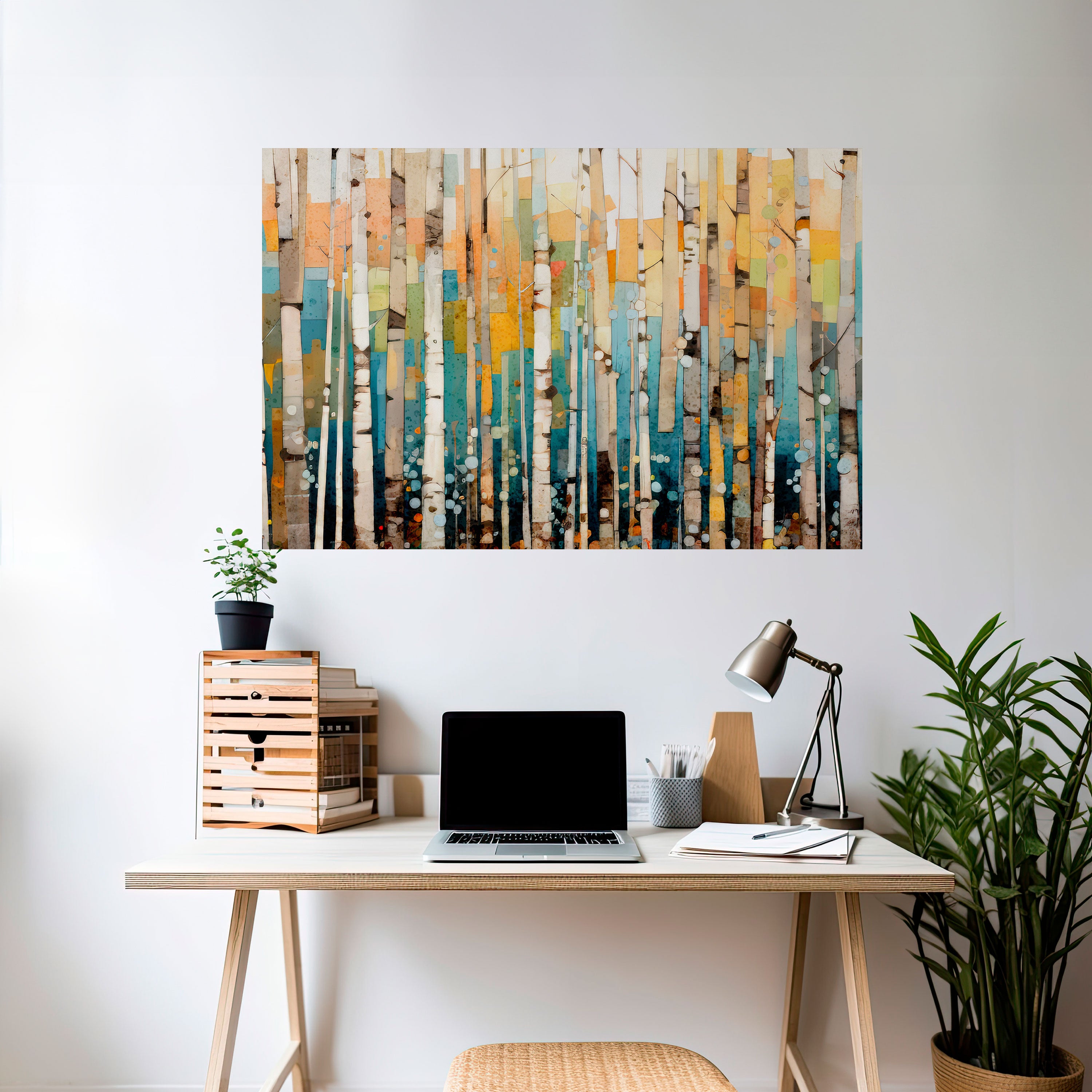 Póster horizontal autoadhesivo CALEIDOSCOPIO DE ABEDUL