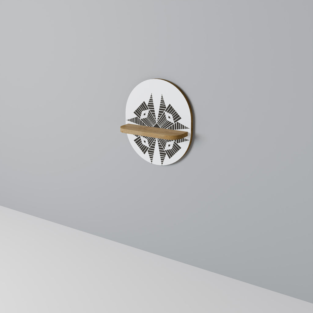 Estantería de arte ovalada MONOCROMÁTICA NEXUS con efecto roble