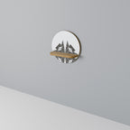 MONOCHROME NEXUS Round Art Shelf In Oak Effect