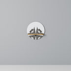 MONOCHROME NEXUS Round Art Shelf In Oak Effect