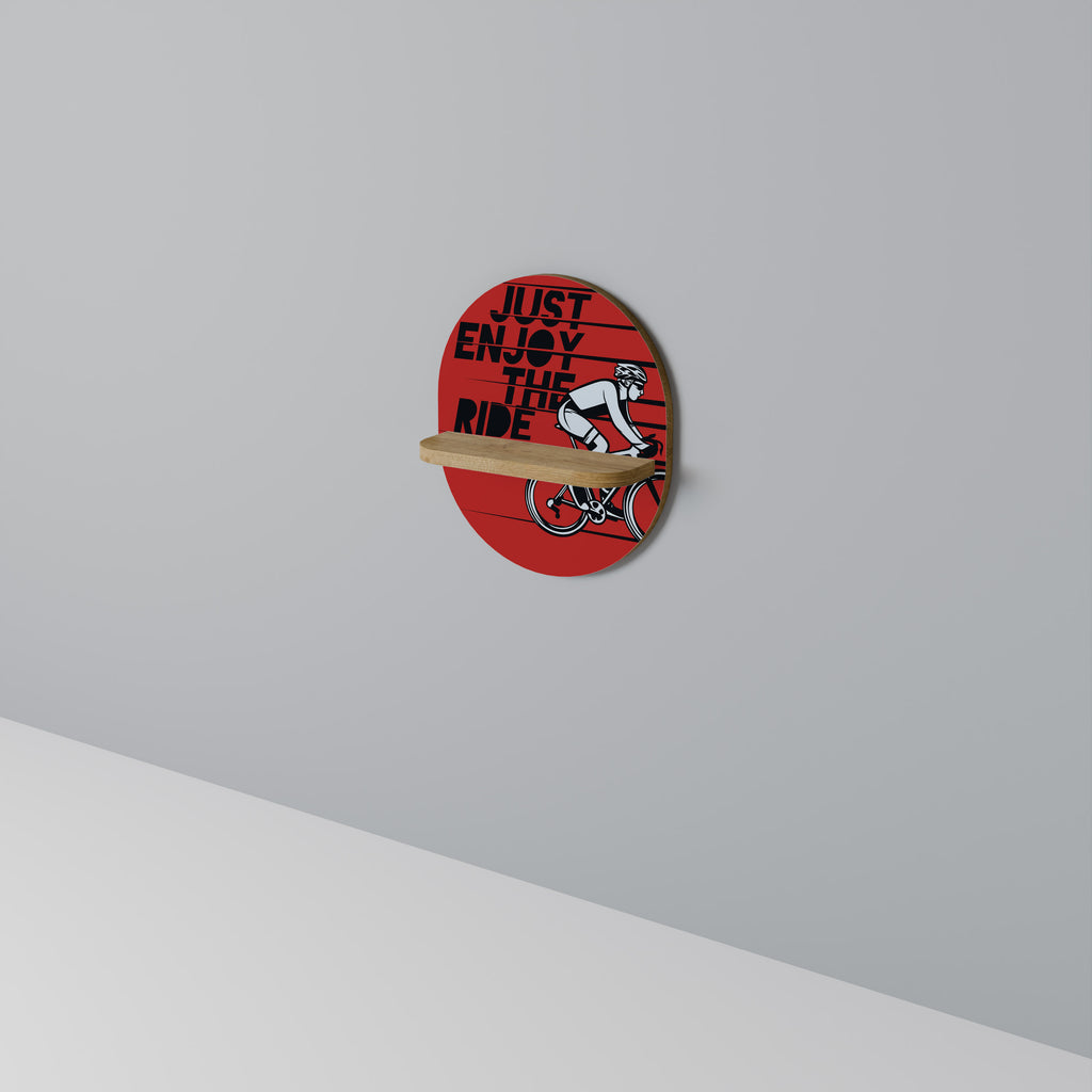 DISFRUTA DEL VIAJE Estantería de arte ovalada con efecto roble