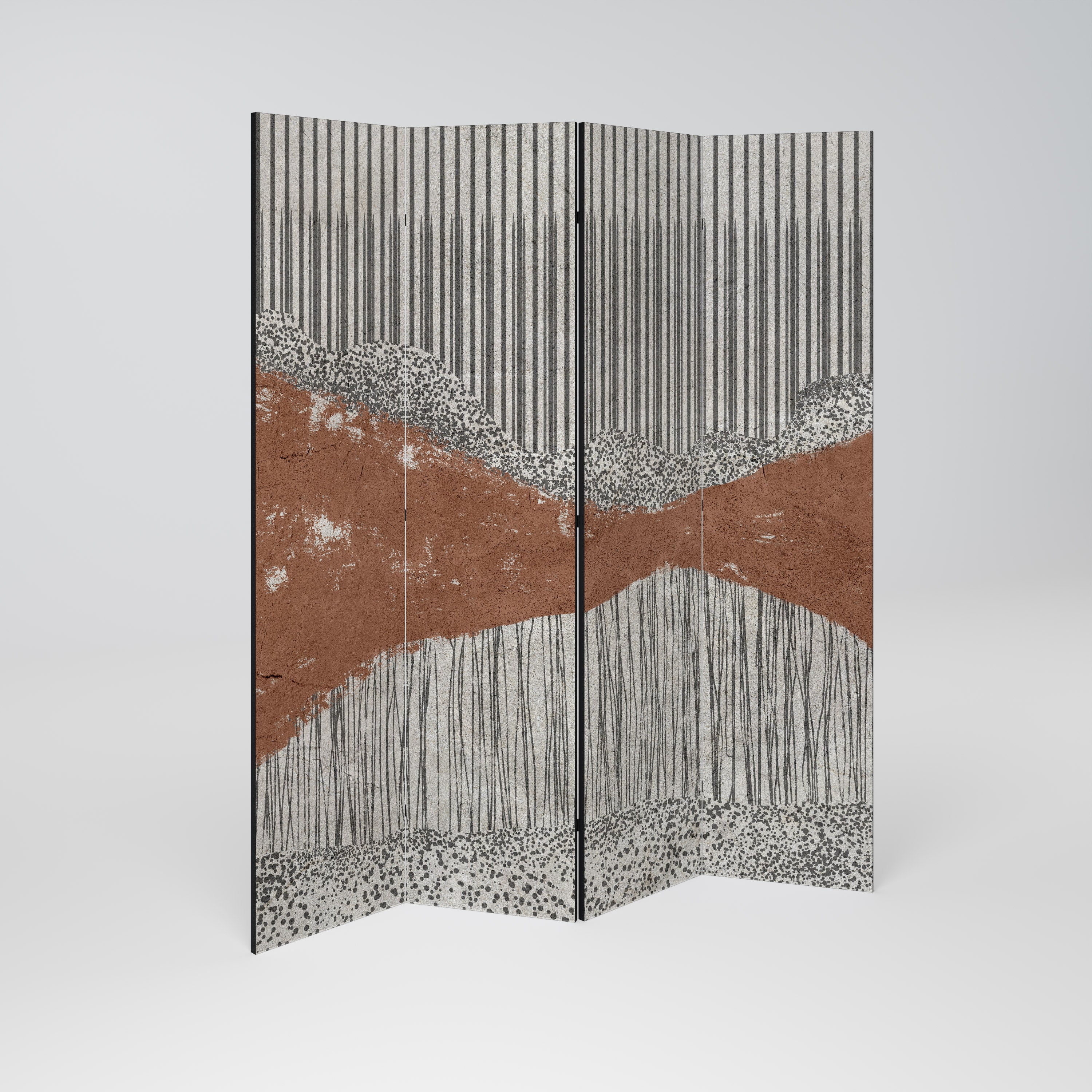 STRIPED TERRAIN Decorative 4-Panel Room Divider