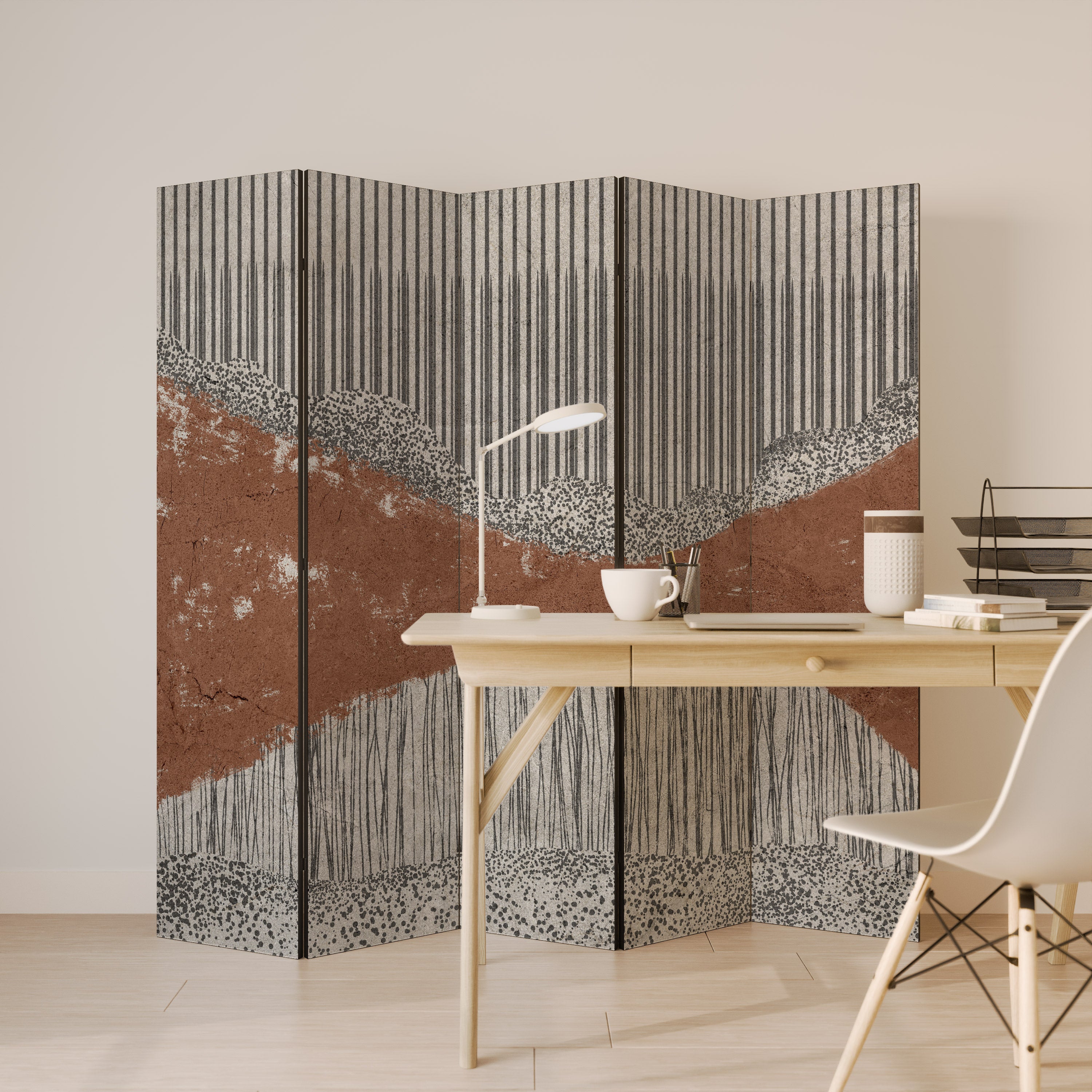 STRIPED TERRAIN Decorative 5-Panel Room Divider