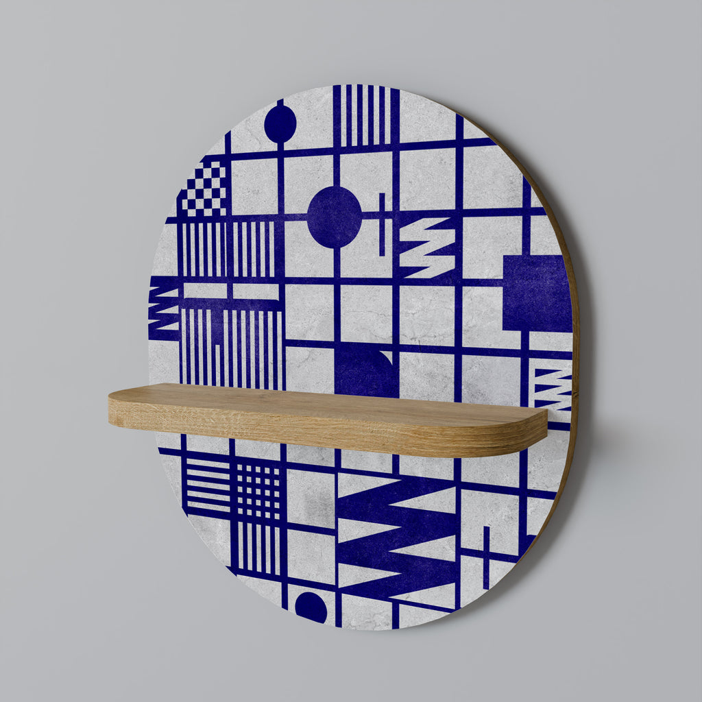 Estantería de arte ovalada THE RIGHT PLACES con efecto roble