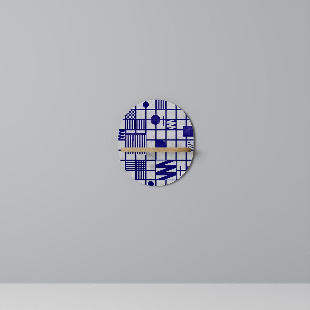 Estantería de arte ovalada THE RIGHT PLACES con efecto roble