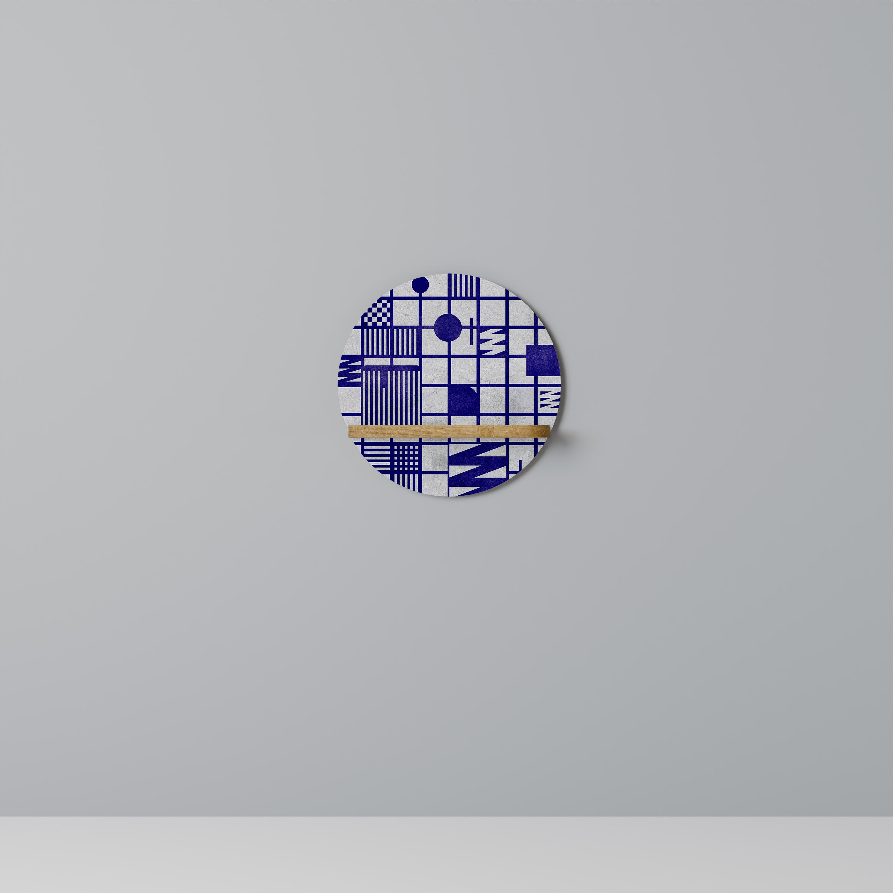 Estantería de arte redonda con efecto roble THE RIGHT PLACES