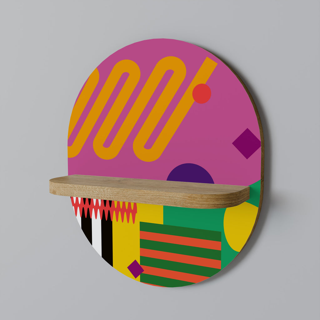 Estantería de arte ovalada VIVID ART con efecto roble