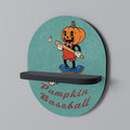 PUMPKIN BASEBALL Estante Ovalado Decorativo en Acabado Negro