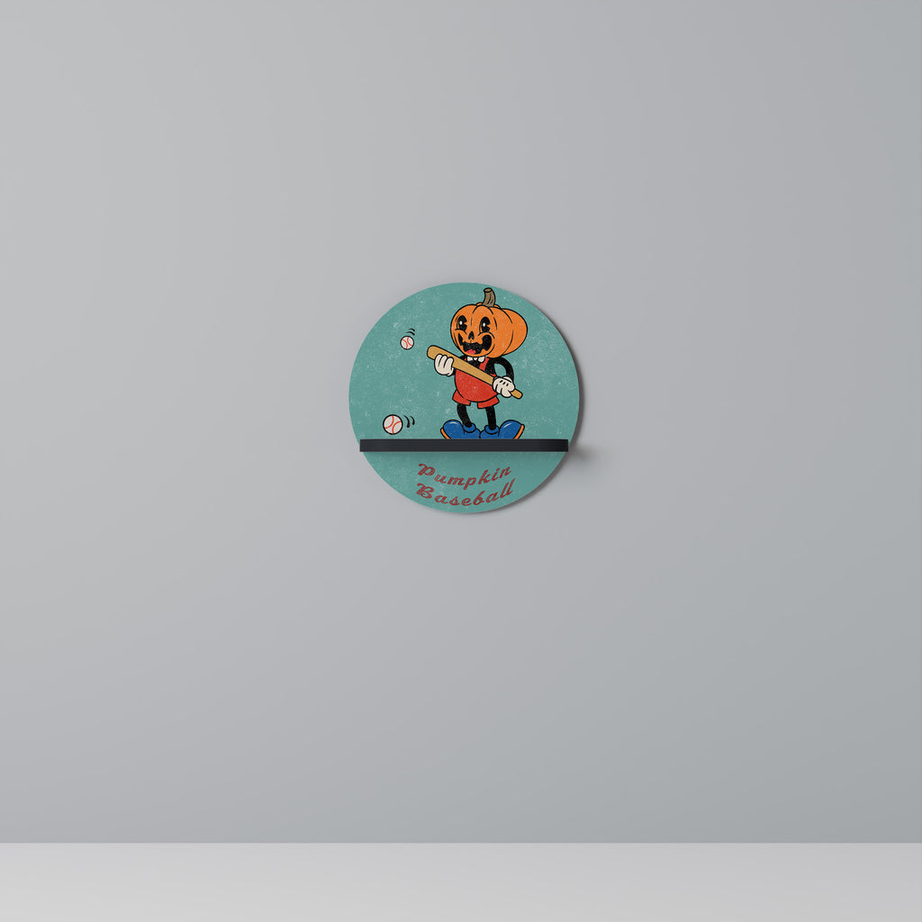 Estantería de arte redonda con diseño de calabaza y acabado negro