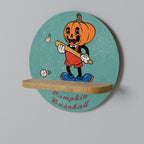 PUMPKIN BASEBALL Round Art Shelf In Oak Effect