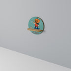 PUMPKIN BASEBALL Round Art Shelf In Oak Effect