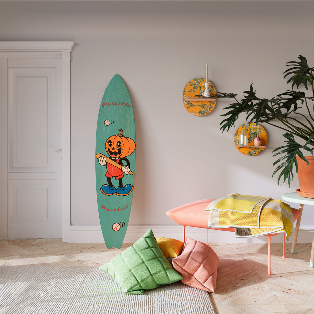 PUMPKIN BASEBALL Panel decorativo de tabla de surf