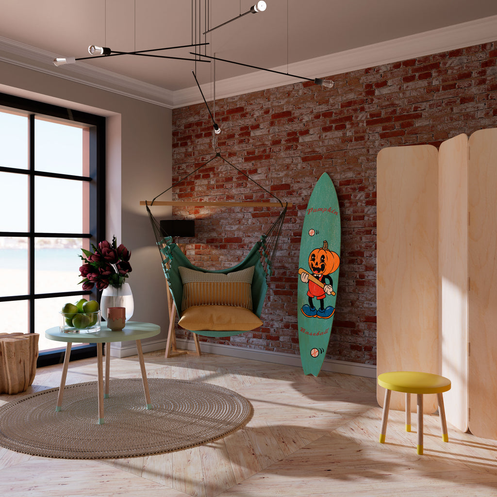 PUMPKIN BASEBALL Panel decorativo de tabla de surf