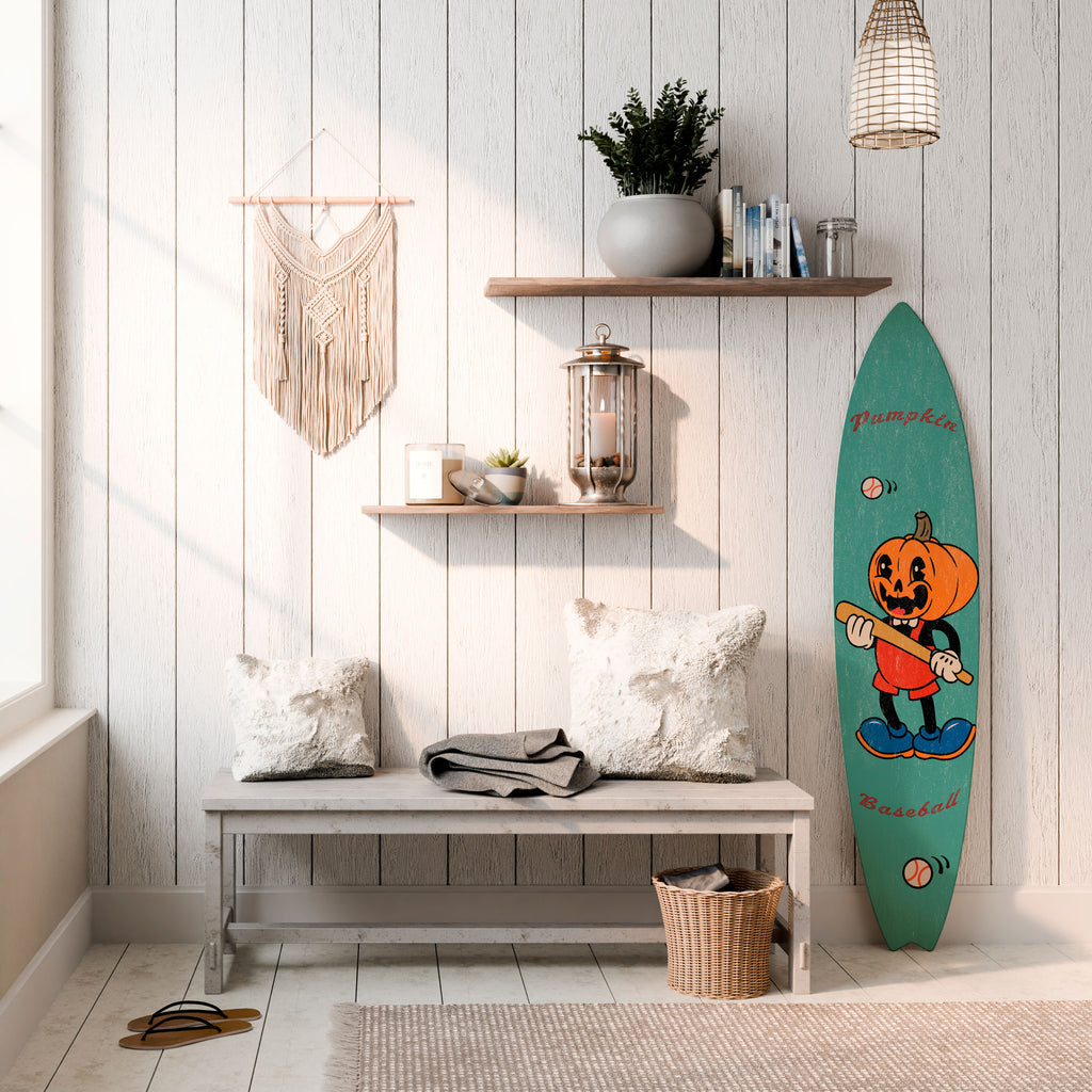 PUMPKIN BASEBALL Panel decorativo de tabla de surf