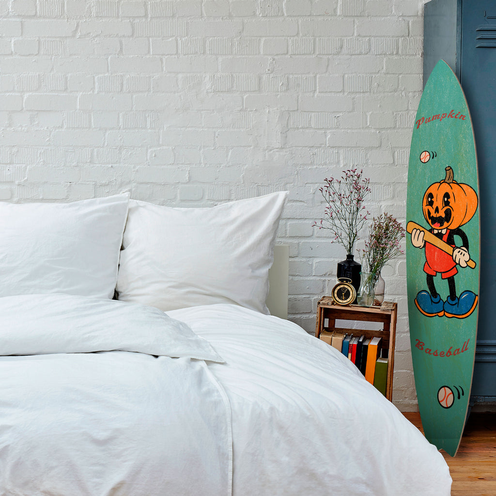 PUMPKIN BASEBALL Panel decorativo de tabla de surf