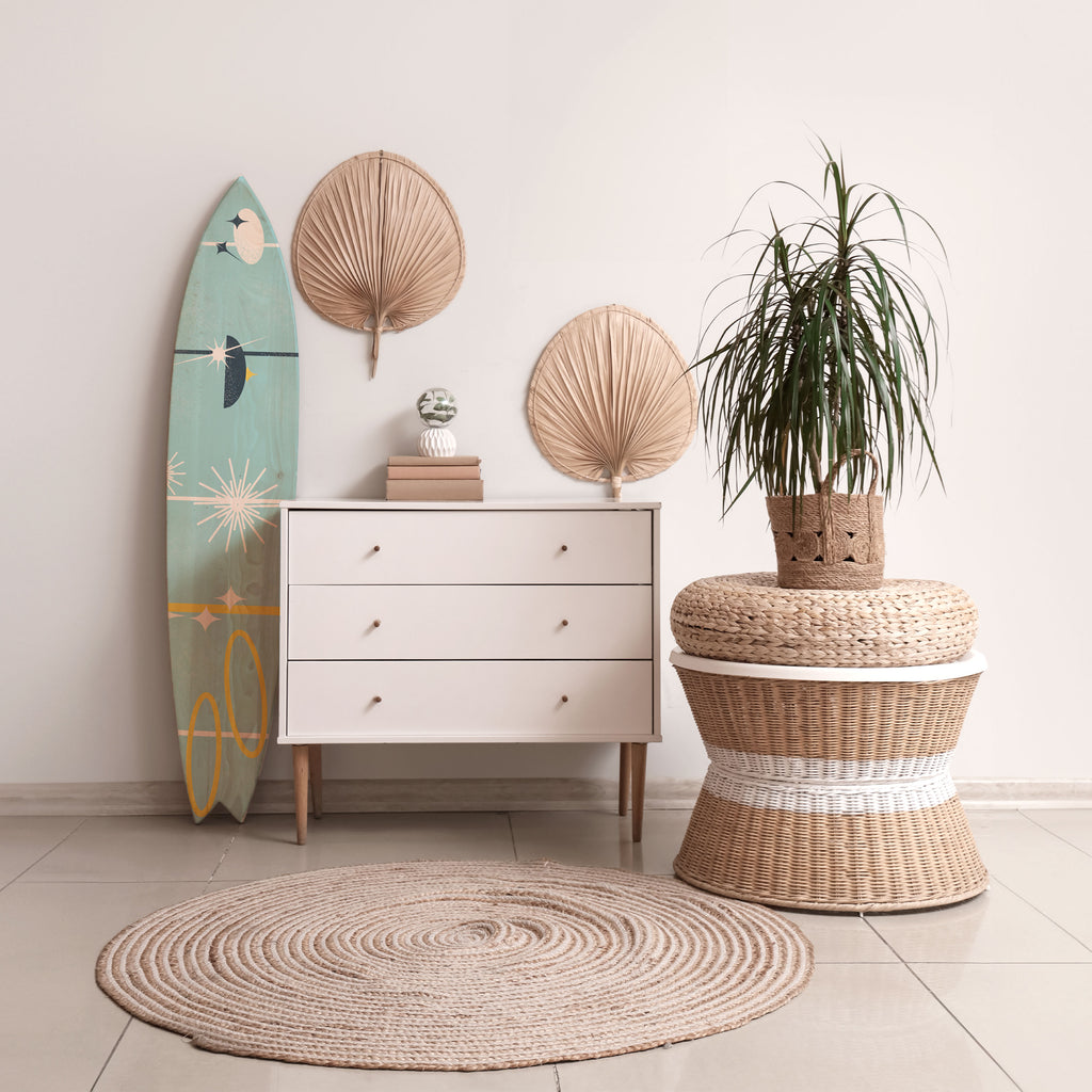 PATHS TO HAPPINESS Panel decorativo de tabla de surf