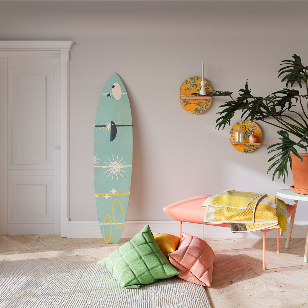 PATHS TO HAPPINESS Panel decorativo de tabla de surf