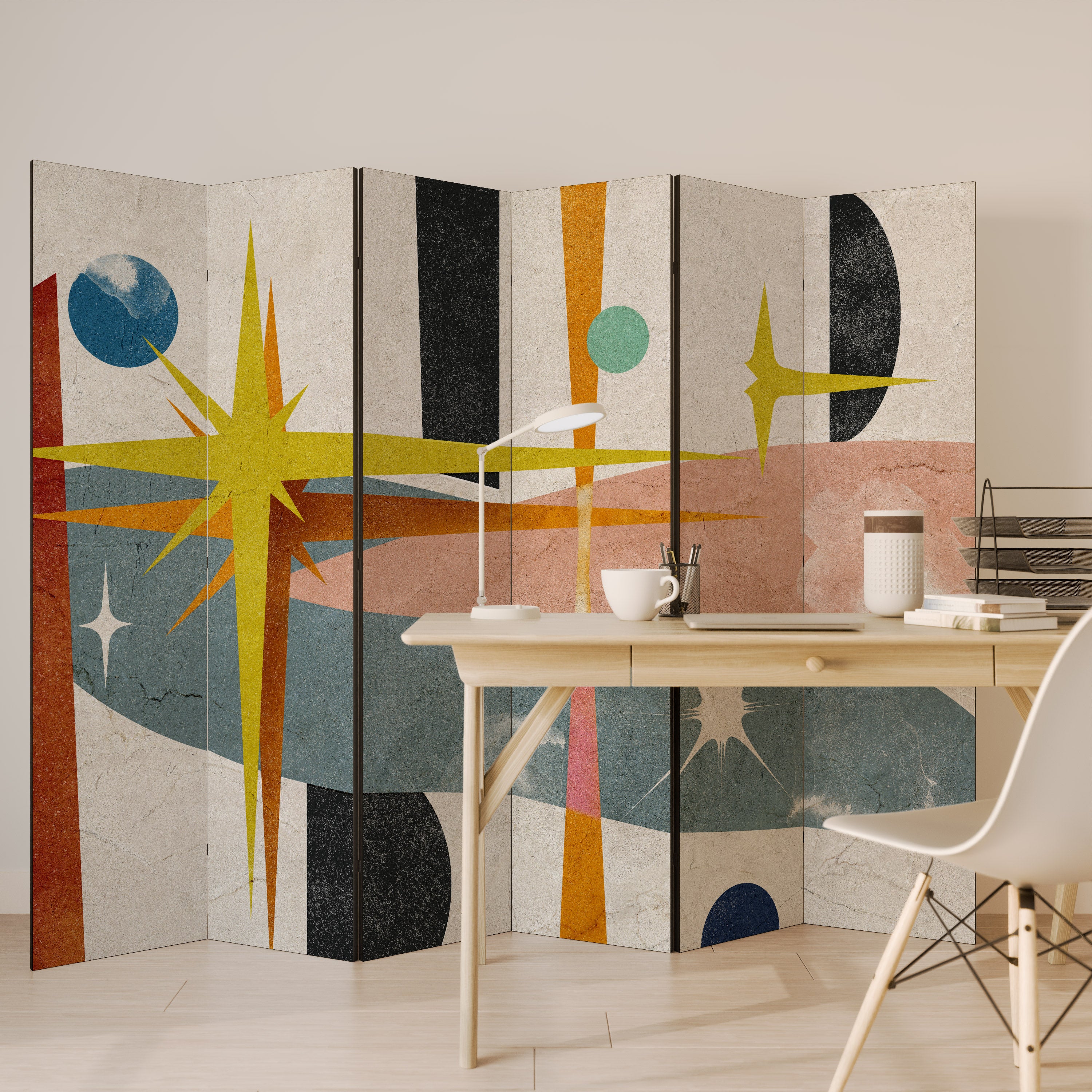 Biombo decorativo de 6 paneles VIBRAS INTERESTELARES