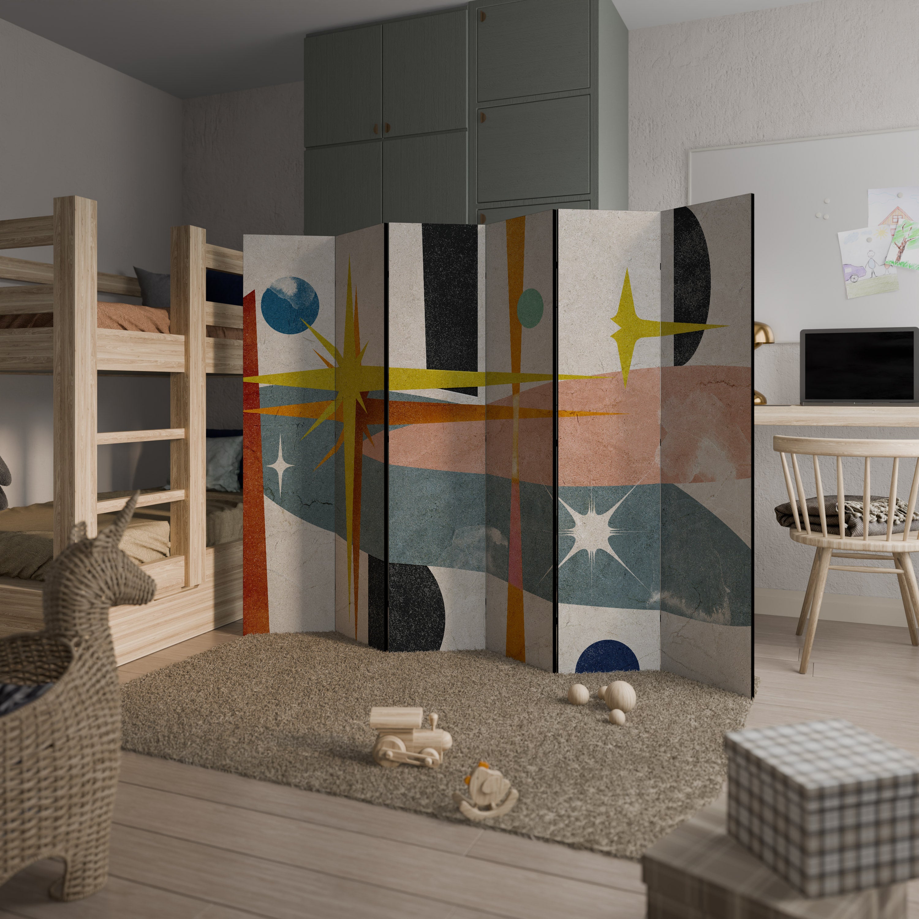 Biombo decorativo de 6 paneles VIBRAS INTERESTELARES