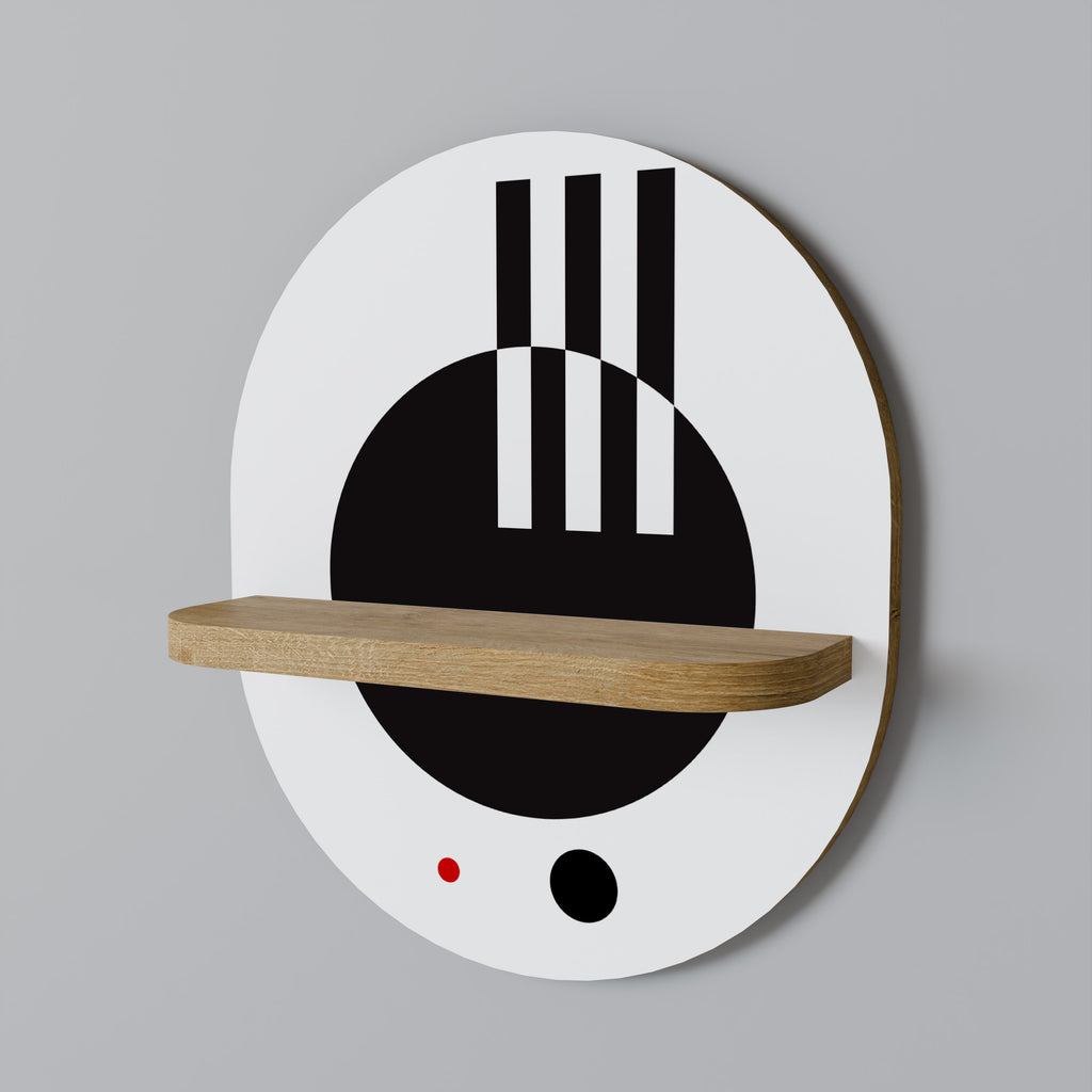 Estantería de arte ovalada efecto roble COMBINACIÓN BLANCO Y NEGRO