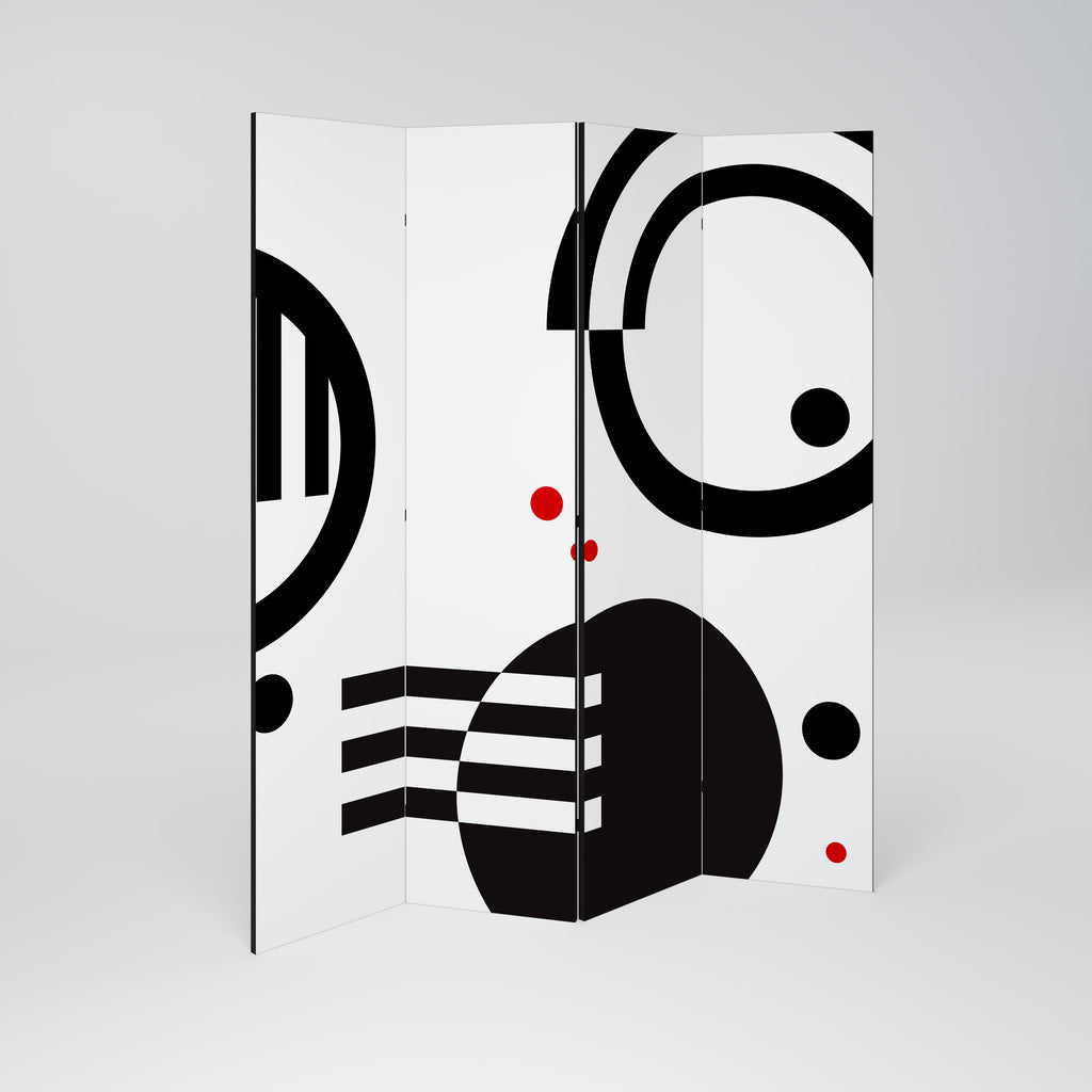 BLACK AND WHITE COMBINATION Biombo de 4 paneles