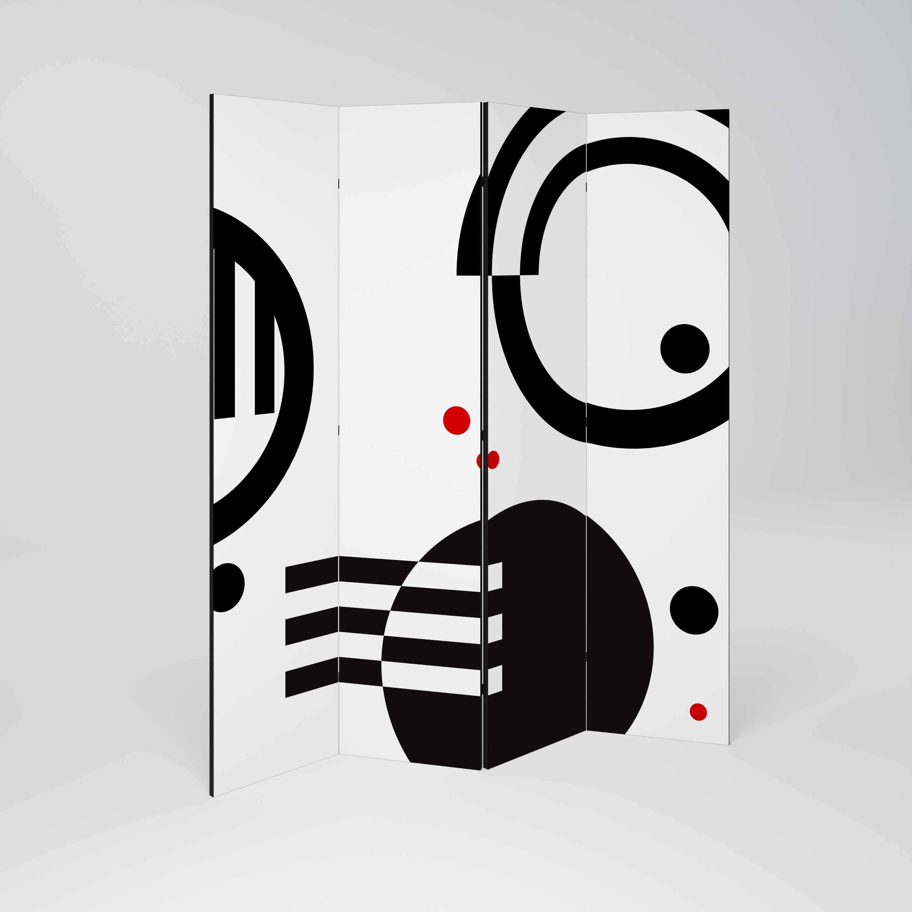 BLACK AND WHITE COMBINATION Biombo de 4 paneles