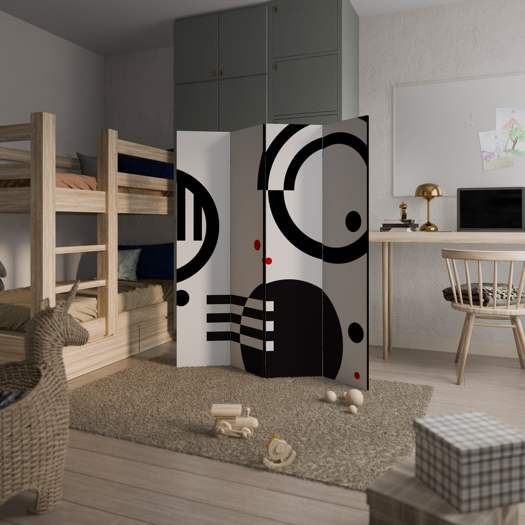 BLACK AND WHITE COMBINATION Biombo de 4 paneles