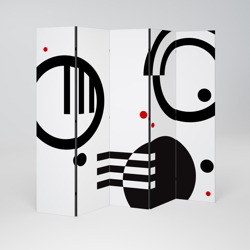 BLACK AND WHITE COMBINATION Decorative 5-Panel Room Divider