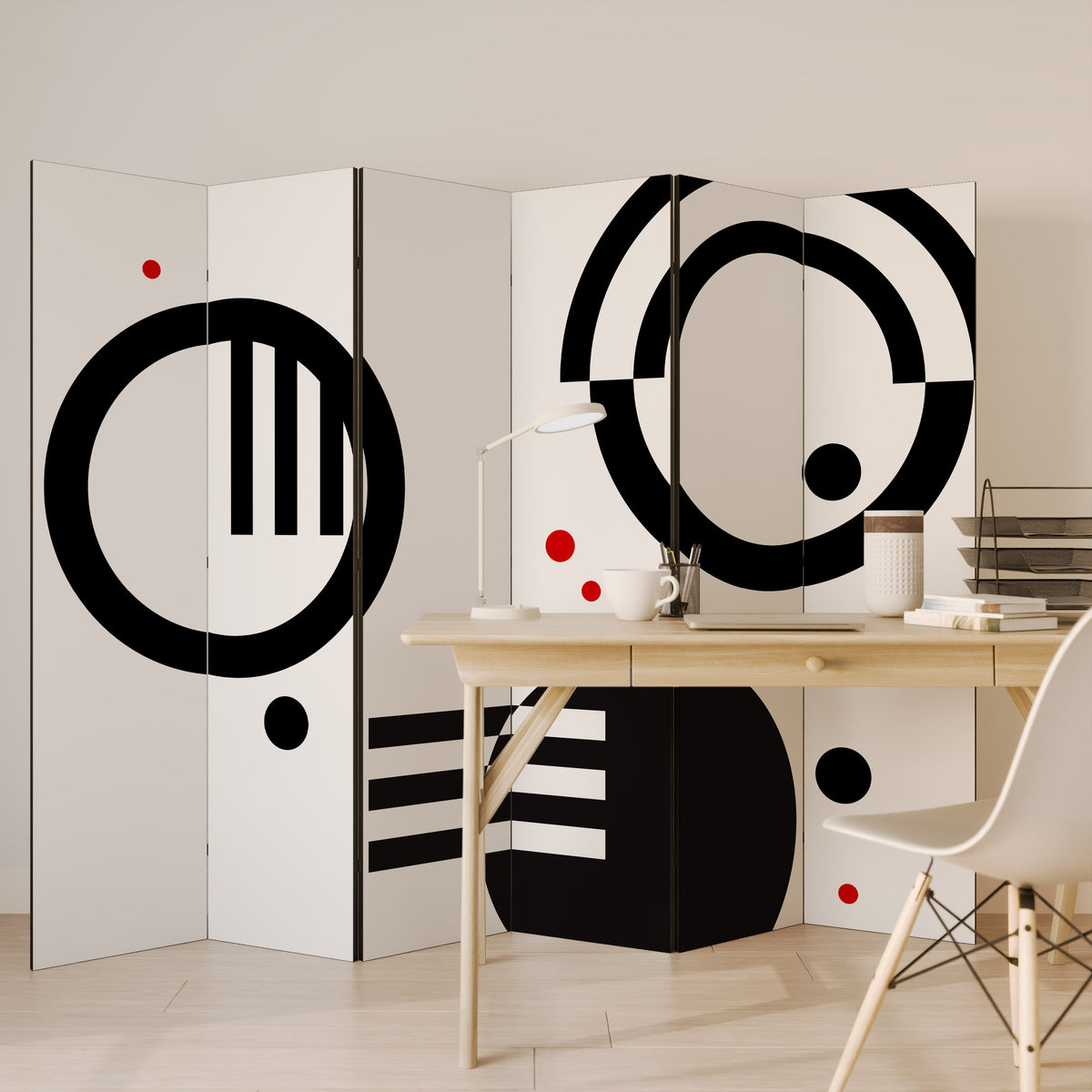 BLACK AND WHITE COMBINATION Biombo de 6 paneles