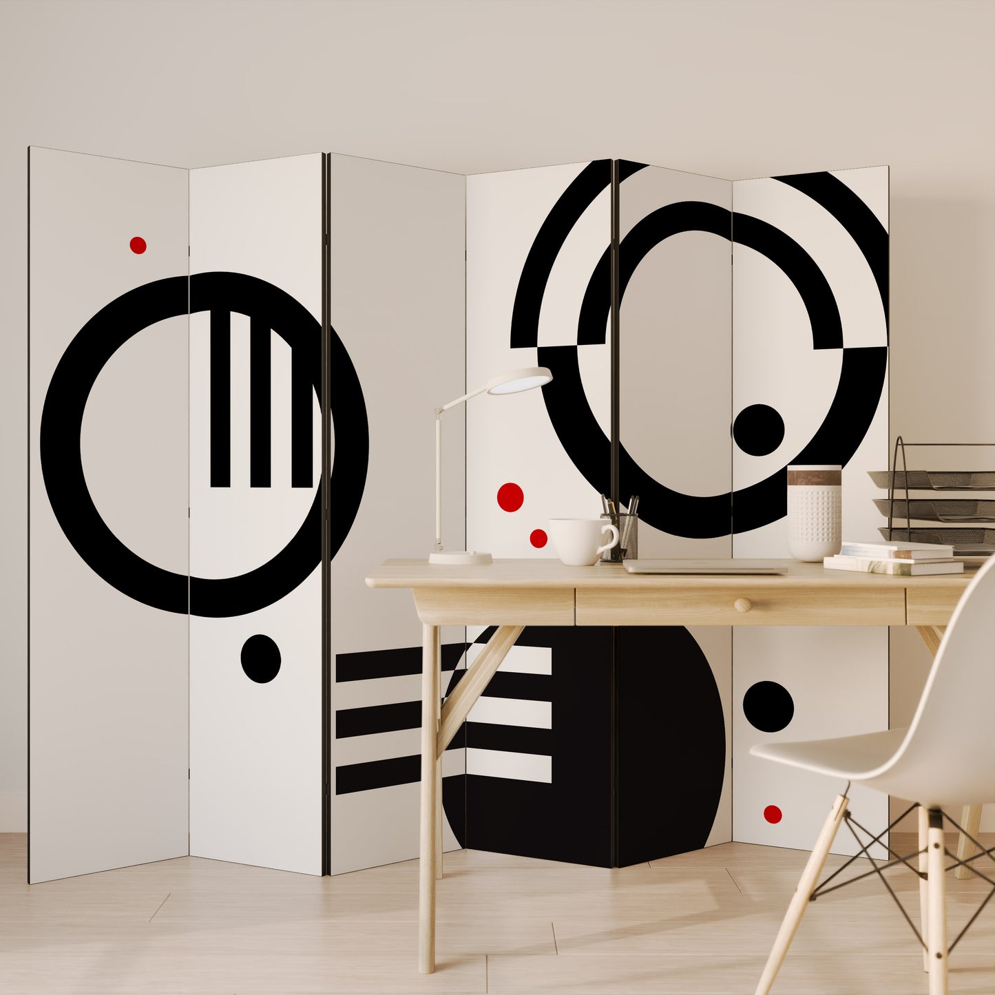BLACK AND WHITE COMBINATION Biombo de 6 paneles