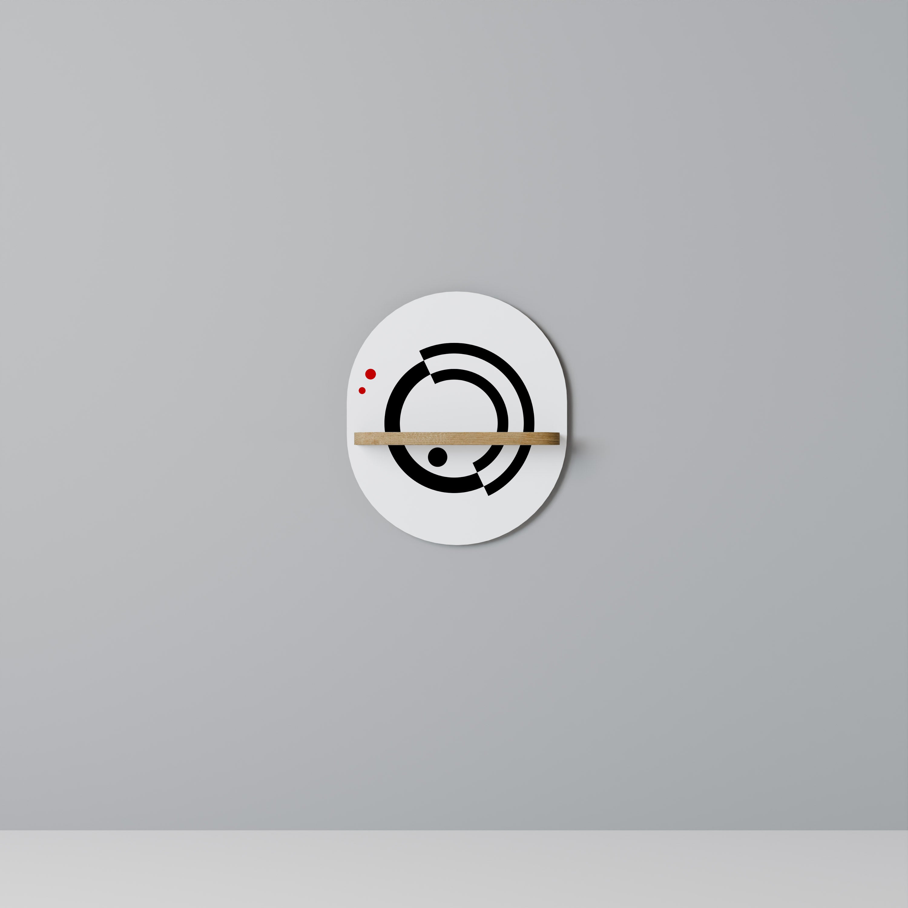 Estantería de arte ovalada ORBITAL FLOW con efecto roble