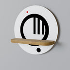 MINIMAL DOTS Round Art Shelf In Oak Effect