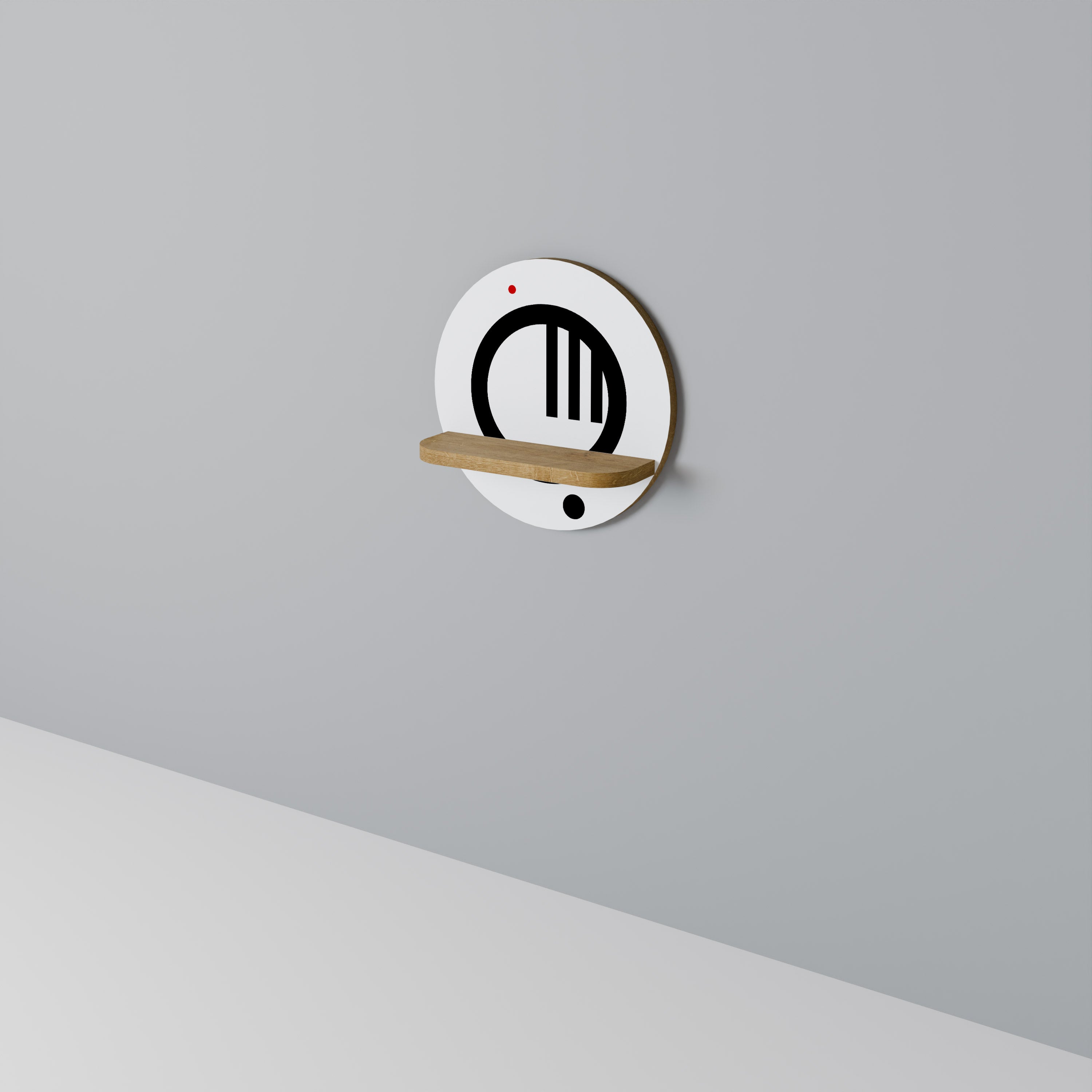 Estantería artística redonda MINIMAL DOTS con efecto roble