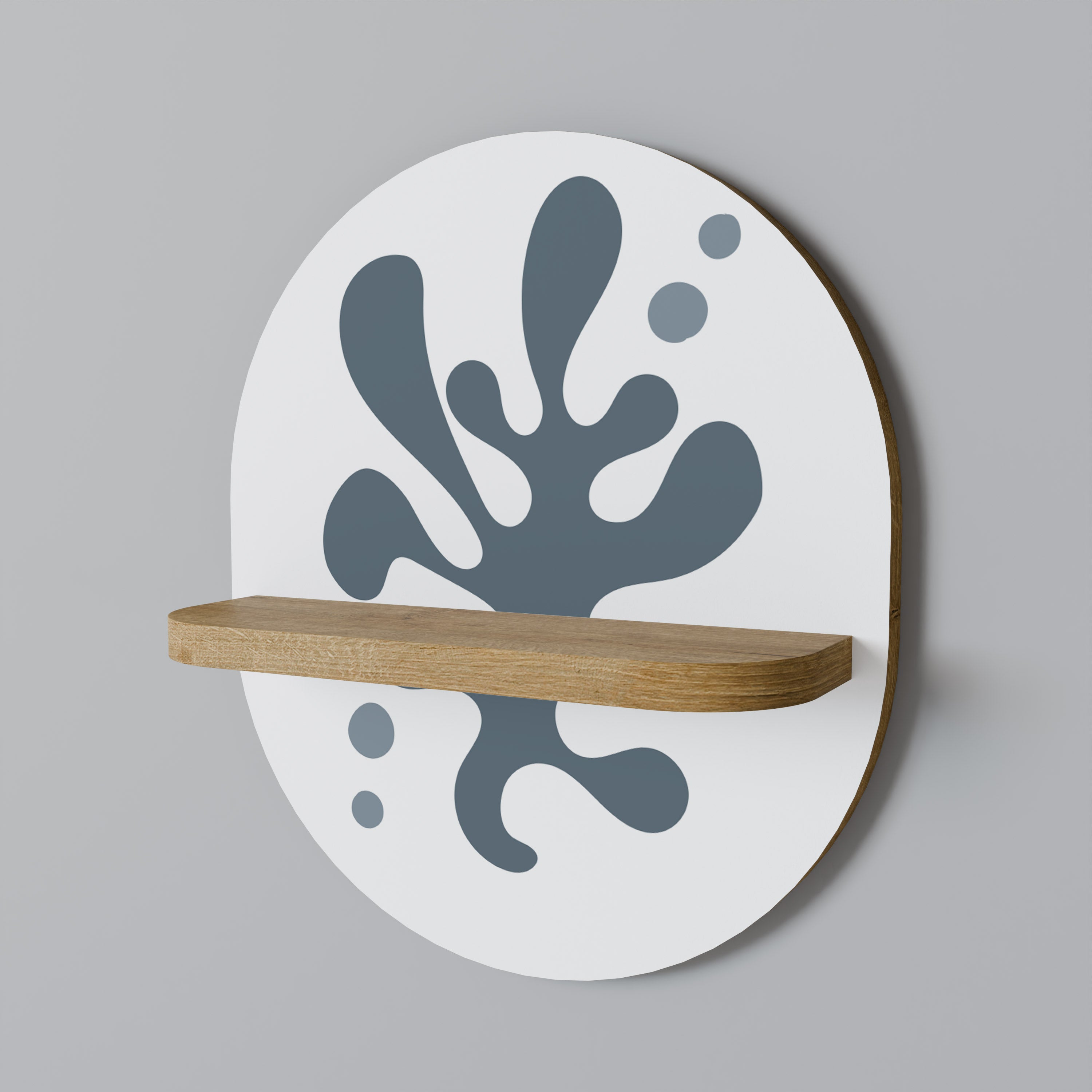 Estantería de arte ovalada WONDERLAND VEGETATION con efecto roble