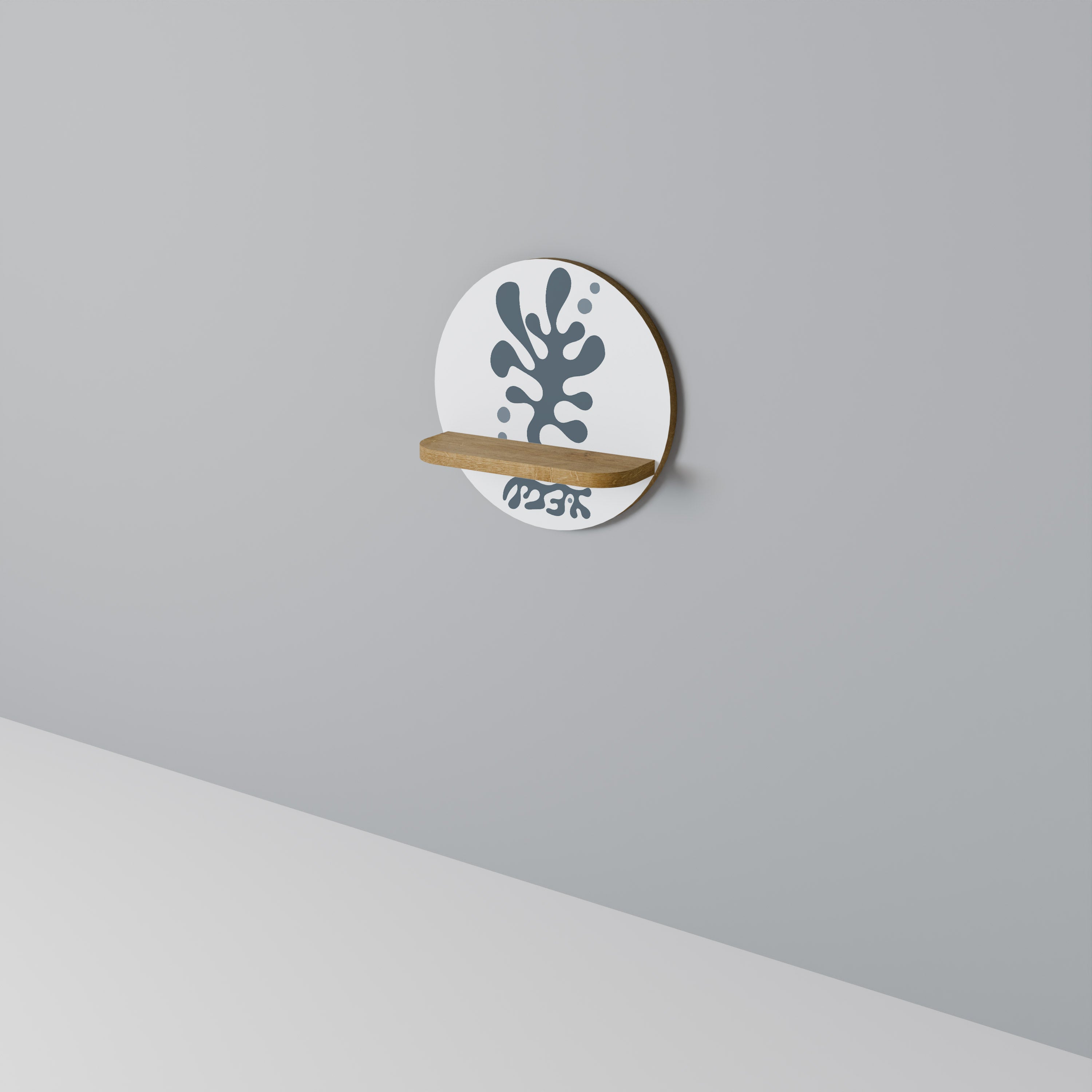 Estantería de arte redonda WONDERLAND VEGETATION con efecto roble