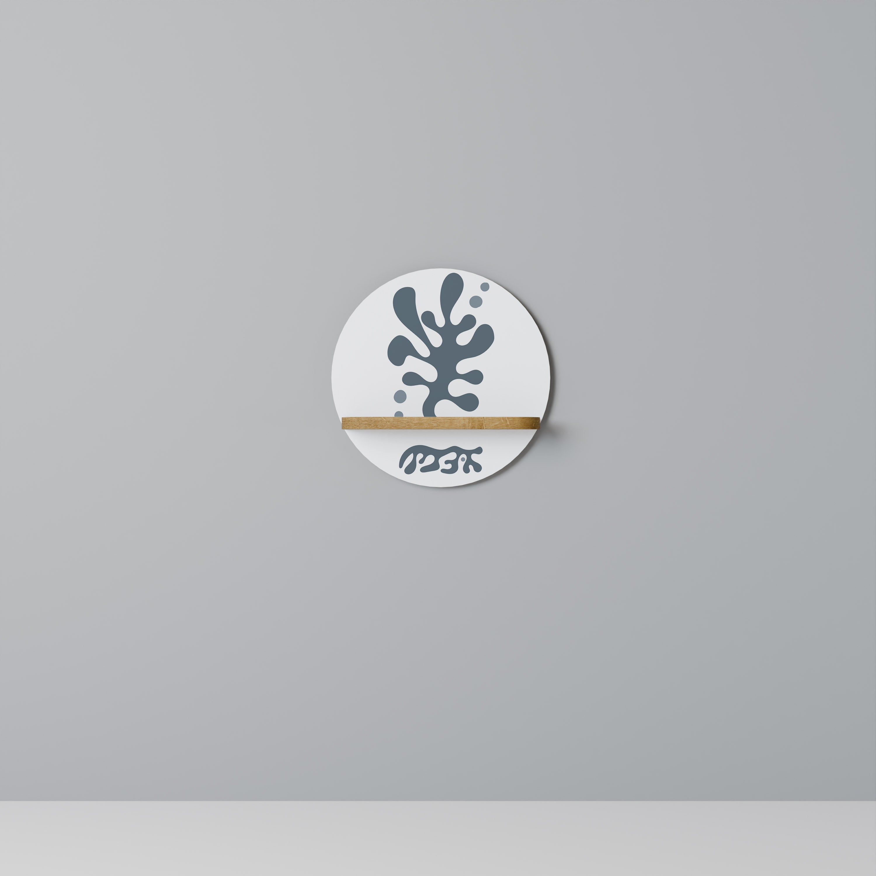 Estantería de arte redonda WONDERLAND VEGETATION con efecto roble