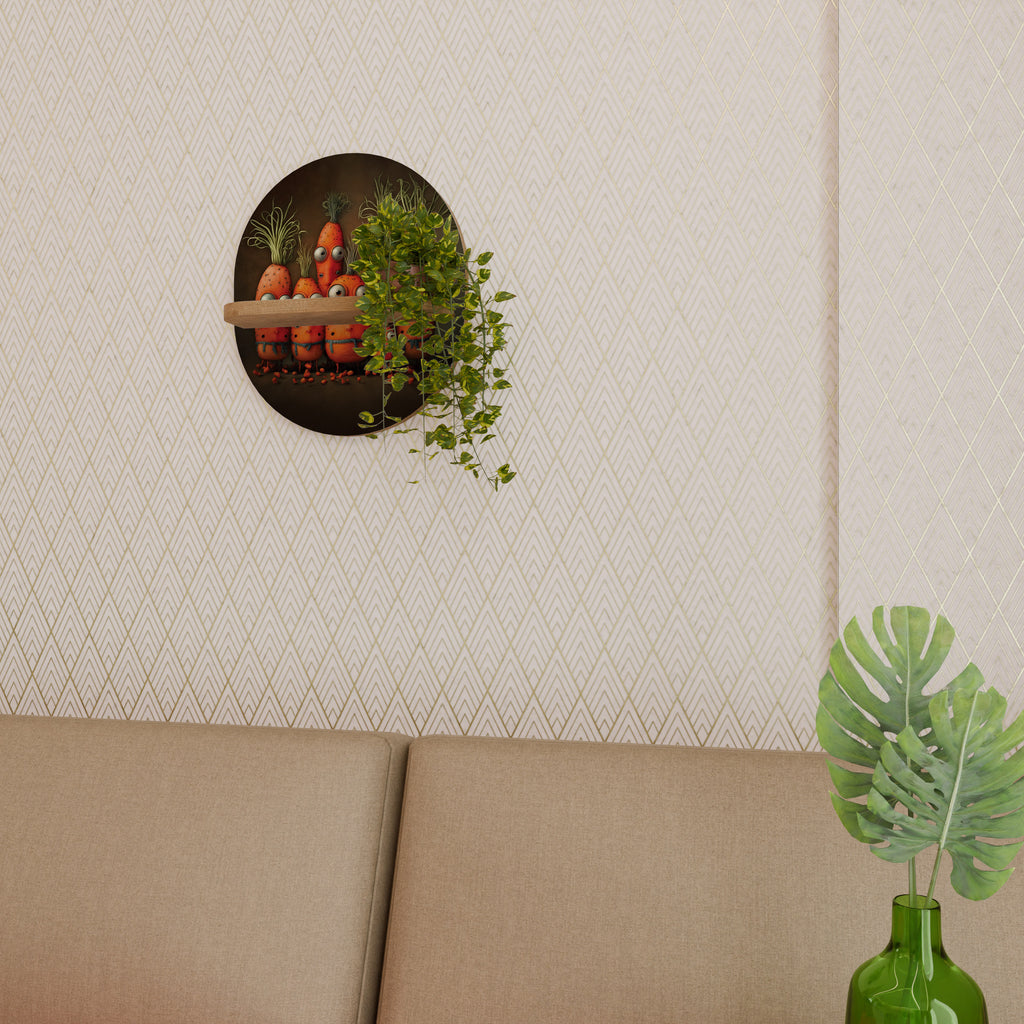 Estantería de arte ovalada con efecto roble, ¿bonita o aterradora?